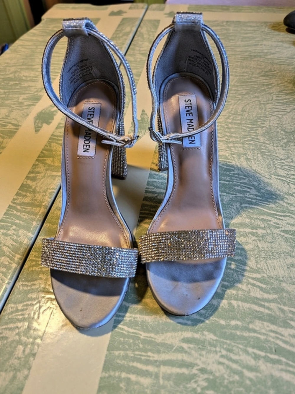 Steve Madden Carbson Rhinestone Heels in Silver Sexy